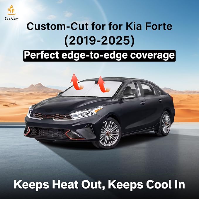 Windshield Sunshade for Kia Forte 2019-2023 2024 2025, Sun Visor for Front Windshield & Window Sun Shade Cover, UV Heat Blocker & Protector, Car Accessories