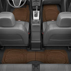 FlexTough Deep Dish All-Weather Floor Mats, Waterproof Trim-To Fit Mats for Cars, Trucks, SUVs - Universal Automotive Floor Liners, Car Accessories, Brown