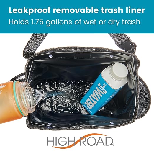 StashAway Car Trash Can with Tissue Holder - Car Organizer with Trash Can, Tissue Dispenser and 3 Storage Pockets for Bottles, Flasks, Wipes and Driving Essentials