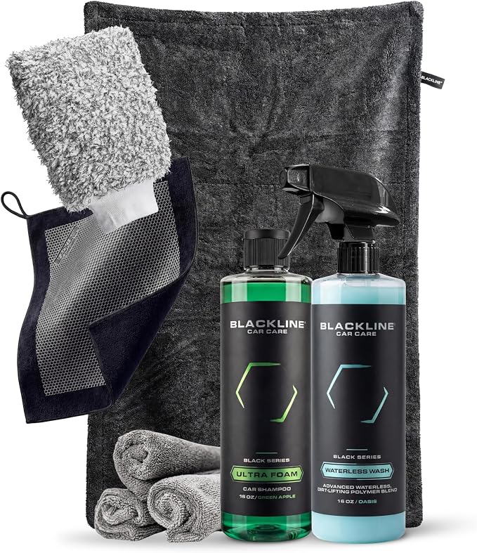 Blackline Full Experience Clay Towel Kit - Includes Clay Towel, Twisted Loop Drying Towel, Waterless Wash Spray, Foaming Shampoo, Wash Mitt & 3 Microfiber Towels