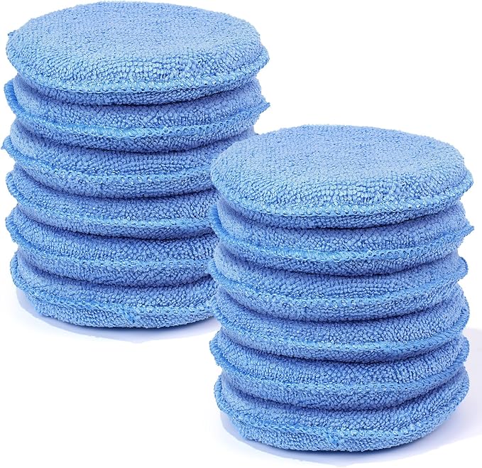 Wax Applicator Pads Polishing Pads Microfiber Applicator Pad for Car Wax and Polishing (Blue 12Pcs)