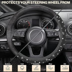 Steering Wheel Cover Moon and Star, 15 Inch Car Accessories for Women Girls Girly, Universal Anti Slip Neoprene Auto Interior Decor Anti Slip Car Protector