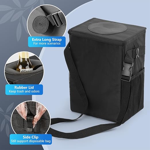 Car Trash Can with See Through Window, Clear Black Multipurpose Car Organizer Storage with Removable Liner, Leakproof Car Garbage Container for Vehicles, SUV, Truck (2.1Gallon/8L)