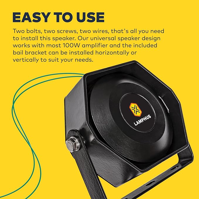 SoundAlert 100 W Compact Slim Speaker [118-124 dB] [IP66 Waterproof] [Universally Compatible] Air Horn Speaker for Emergency Police Fire Vehicles