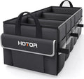 Trunk Organizer - Car Organizer with 5 Pockets, Trunk organizer for SUV, Sedan & Van, Car Organization with Sturdy Base Panel for Car Accessories, Black, 3 Compartments, 31.89"×12.6"×10.6"