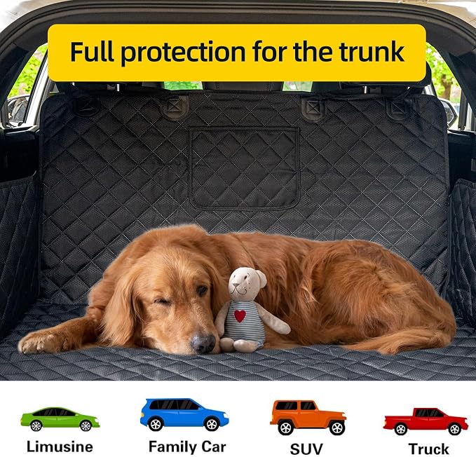 SUV Cargo Liner for Dog Car Seat Cover for Pet Dogs Waterproof Cargo Cover Dog Seat Mat for SUVs Sedans Vans with Bumper Flap Protector, Non-Slip, Black 70"x40"