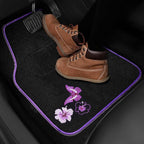 Embroidery Butterfly and Flower Car Floor Mats, Purple Car Floor Mats, Universal Fit 95% Automotive,SUVS,Sedan,Vans,for Women,Girly,Set of 4(Black with Purple)