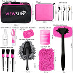 20PCS Car Cleaning Kit, Pink Car Interior Detailing Kit with Drill Brush Set, Windshield Cleaning Tool, Detailing Brushes, Wire Brushes, Cleaning Gel, Complete Cleaning Supplies for Women