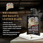 Black Leather Detail Kit - All-in-One Leather Cleaner, Conditioner, Dye & Waterproofer - Restores Faded Black Leather, Vinyl & Rubber for Motorcycle Seats, Jackets, Boots & Cars 4oz
