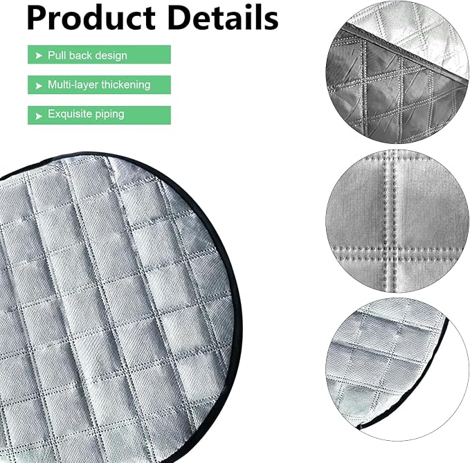 Car Steering Wheel Sun Shade, 16.93" Anti-Heat Aluminum Film Steering Wheel Sun Block Cover, Heat Insulation Cooling Protective Cover, Universal Steering Wheel Shield Accessories (Silver)