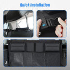 Car Trunk Organizer, Backseat Hanging Trunk Organizers and Storage, Waterproof Collapsible Cargo Storage Bag with 4 Pockets & 4 Mesh Pouches, Car Interior Accessories for SUV, Truck (Black)