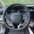 Steering Wheel Cover Universal Standard Size 14.5-15 inch, Breathable Microfiber Leather, Anti-Slip, Non-Folding Packaging, Fits Most Cars SUVs Trucks, Black with Carbon Fiber
