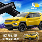 Extra Durable Window Deflectors Tape-On Window Visors Rain Guards Fit for Jeep Compass 2017-2026, Sun Visors, Wind Vent for Shades, Exterior Car Accessories - 4pcs. AG0729