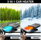 12V Dual-Mode Car Heater & Defogger, 150W Rapid Windshield Defroster & Cooler-Compact Design for Easy Cigarette Lighter Connection(M)
