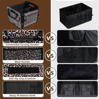 Leopard Print Trunk Organizer - 95L Large Capacity, Non-Slip Bottom, Waterproof, Portable Car Storage for SUV, Truck, Sedan