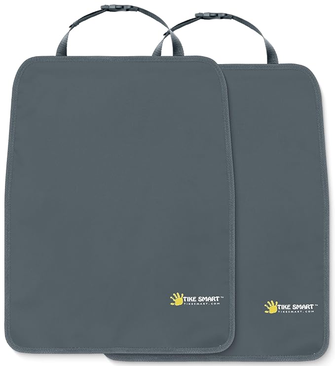 Luxury Clean-Edge Kick Mats - Tapered Design Seat Back Protectors and Seat Covers with Invisible Strap and Stiff Edging (2 Mats)