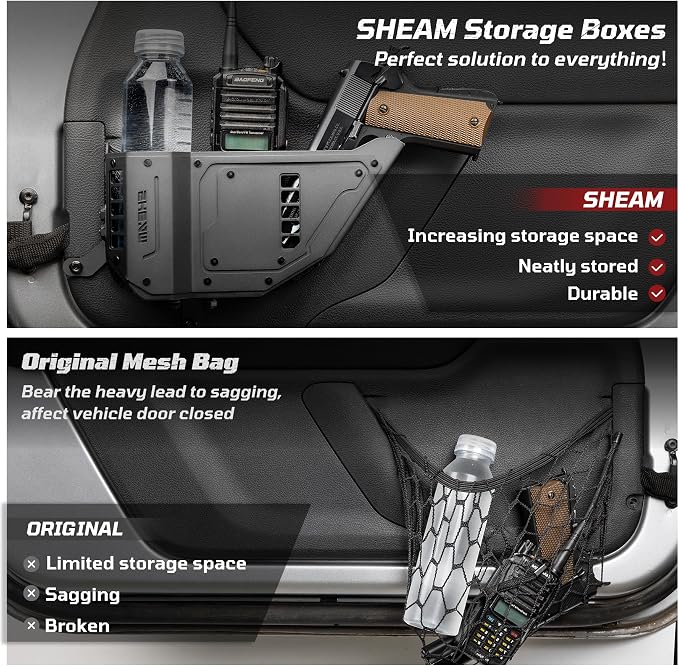 Metal Front Door Pocket Storage Box with Cup Holder Compatible with 2007-2017 Jeep Wrangler JK 2/4 Doors, Door Side Insert Organizer Box Interior Accessories - 2PCS