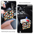 Car Trash Can Organizer Bin with Adjustable Strap for Back Front Seat Console Waterproof Leakproof Collapsible Portable 8.66 Inch Colorful Diagonal Striped Santa Claus