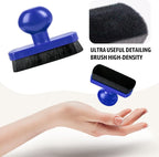 Tire Shine Applicator Brush - Large Automotive Tire Dressing Applicator with Storage Stand for Car Detailing & Wash Kit, 3.6 Inch Length (Blue)