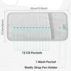 Trinkrittey Gray Car CD Case Holder Vehicle Sun Visor Organizer Vehicle Visor Storage Orangizer Large Capacity CD Visor Case with 12 DVD Storage Sleeves 1 Mesh Pocket 1 Pen Holder and Elastic Strap