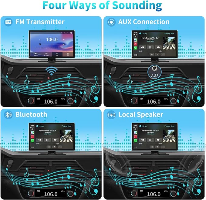 9" Wireless Apple Carplay Screen for Car,with 4K Dash Cam | and 1080p Backup Camera,Apple Carplay & Android Auto with DVR,GPS Navigation Mirror Link,Bluetooth,FM, Siri
