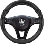 3D Car Steering Wheel Cover Comfort Grip Massage Sporty Anti-Slip Carbon Fiber Faux Leather for Sedan SUV, Universal Fit, Car Handle Covers for All Seasons, 14.75-15.15in, Black