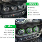 Audio Air Conditioning Button Cover Decoration Twist Switch Ring Trim for Jeep Wrangler JK JKU Patriot 2011-2018, Compass 11-16, Liberty 08-12, Dodge Challenger 08-14 Interior Accessories (Green)