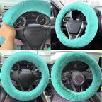 Fluffy Steering Wheel Cover for Women Fuzzy Steering Wheel Cover Winter Warm Faux Wool Plush Car Wheel Cover Furry Steering Wheel Protector Universal Fit 15 Inch (Green)