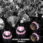 4 Pieces Crown Tire Valve Stem Caps Bling Handmade Crystal Rhinestone Universal Chrome Crown Vehicle Car Tire Caps Covers, Attractive Accessories for Car (Pink and Black)