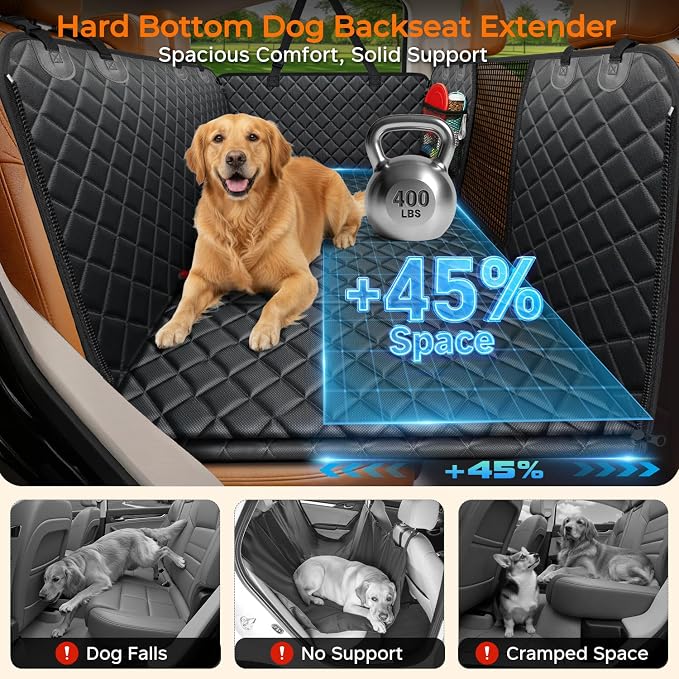 Dog Car Seat Cover for Pets 100% Waterproof Seat Cover Hammock 600D Heavy Duty Scratch Proof Nonslip Durable Soft Back Seat Covers for Full Size Trucks