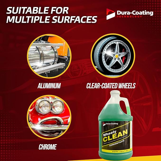 Wheely Clean Concentrate - Good for Chrome Wheel Cleaner, Clear-Coated, or Aluminum Wheel Cleaner - Professional Tire Shine & Rim Cleaner Spray - Car Care Solution - 1 Gallon