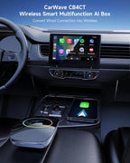 Wireless Carplay Adapter - Magic AI Box CarPlay Android Auto Wireless, Dual Wi-Fi & BT USB Playback, AI-Powered, OTA, Video Box for YouTube, Netflix, CB4CT-BK