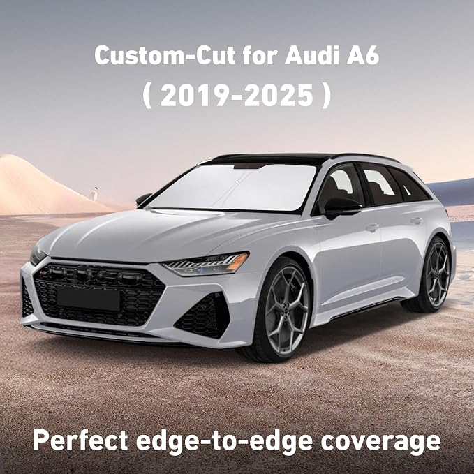 Windshield Sunshade Compatible for Audi A6 2019-2023 2024 2025, Sun Visor for Front Windshield & Window Sun Shade Cover, UV Heat Blocker & Protector, Car Accessories