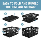 Collapsible Utility Crates, Obsidian, 3 Pack, 45L/11 Gal, 66 lbs Capacity, Stackable Containers, Heavy Duty, Space-Saving Baskets,Polypropylene (PP)