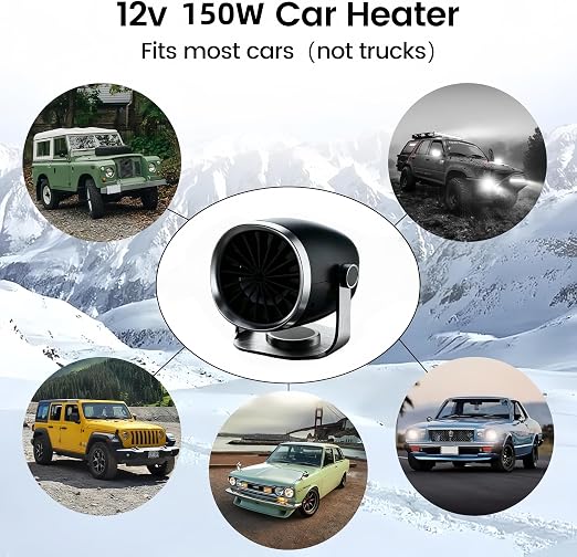 12v Car Heater, Portable Car Heater and Defroster That Plugs into Cigarette Lighter,Windshield Defogger,360°Rotary Defroster 2-in-1 Heater&Cooling Fan (Round)