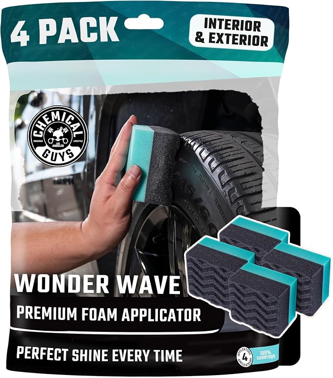Wonder Wave Durafoam Contoured Large Tire Shine & Dressing Applicator, 4 Pack