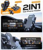 Military-Grade Sturdy Car Phone Holder Mount, Upgraded Anti Shake Metal CD Slot & Air Vent Thick Case Friendly Phone Mount for Car Fit for iPhone 17 16 15 Samsung All Phones - Classic Black