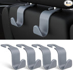 Car Seat Headrest Hook 4 Pack Hanger Universal Vehicle Car Storage Organizer for Handbag Purse Coat S Type Grey