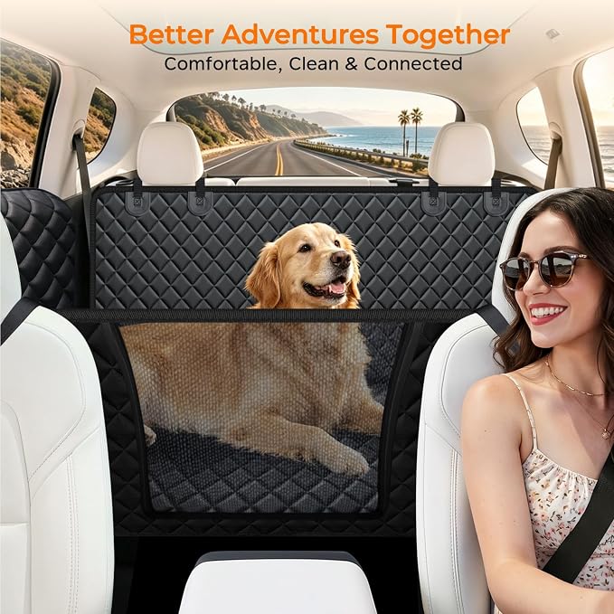 Dog Car Seat Cover for Tesla Model Y & Juniper (2025+) with Door Protectors, Waterproof Seat Cover Hammock 600D Heavy Duty Scratch Proof Nonslip Durable Soft Back Seat Covers