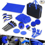 Car Detailing Kit, 19PCS Car Detailing Brush Set for Interior Exterior Wheels, Professional Car Care Cleaning Wash Kit with Duster for Air Vent, Car Accessories (Blue)
