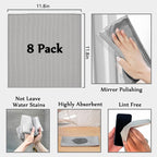 Microfiber Glass Cleaning Cloths,8 Pack Streak Free Miracle Cleaning Cloth,Reusable Lint Free Cleaner Towels for Kitchen,Windows,Mirror,Glasses,Car Windshields,Stainless Steel,11.8"×11.8"