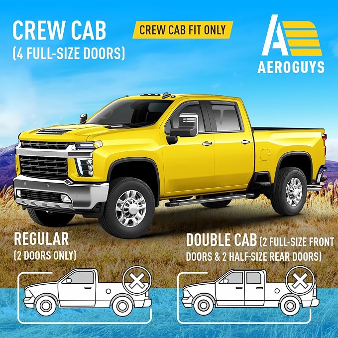Extra Durable Window Deflectors In-Channel Visors Rain Guards Fit for Chevy Silverado/Sierra 2500HD/3500HD 2020-2026 Crew Cab, Sun Visors, Wind Vent for Shades, Exterior Car Accessories - 4pcs. AG0141