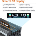 3000w Power Inverter DC 12V to AC 110V/120V Converter with 6000w Peak.Comes with LCD Display, Wireless Controller,4AC outlets 1USB.RV Inverter,Suitable for Camping,and Off-Grid Solar Inverter Systems