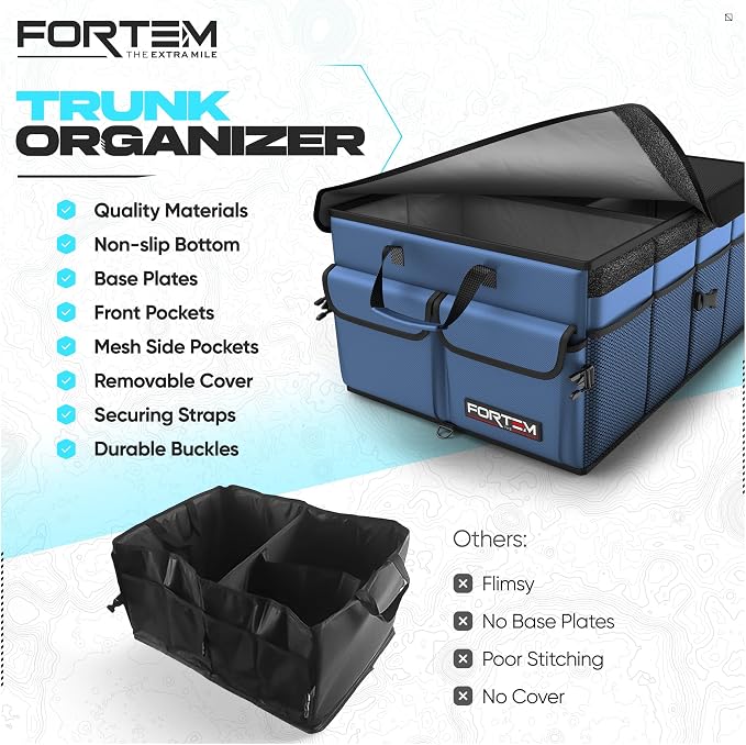 Trunk Organizer For SUV Car Trunk Organizer, Foldable Storage, Car Accessories for Women Men, Collapsible Bag, 600D Oxford, Non Slip Bottom, Straps, Soft Cover (65L)