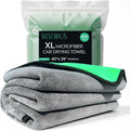 Extra Large Car Drying Towel 40"x24", 800 GSM Car Towel, (Green) | XL Professional Super Absorbent Drying Towels Car Detailing, Premium Microfiber Drying Towels for Cars, Double-Sided