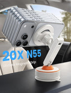 for Magsafe Car Mount - [Ultra Nano Gel & 70+LBS Vacuum Suction] 360° Magnetic Phone Holder for Car Suction Cup Phone Mount Dashboard Windshield Car Mount for iPhone 17 16 15 14 Pro Max White