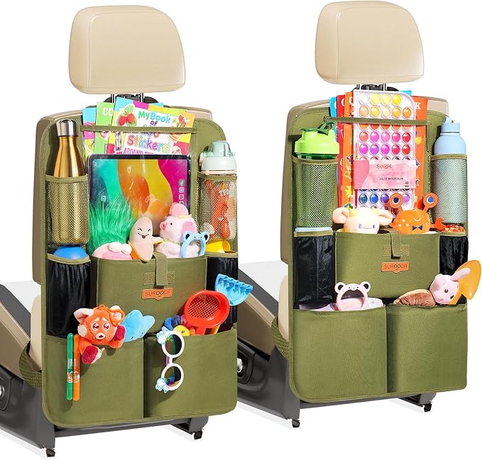 Car Organizers and Storage, Upgraded Car Seat Organizer with 11-inch Touch Screen Tablet Holder, Backseat Car Organizer with 8 Pockets, Car Seat Protector Road Trip Essentials for Kids