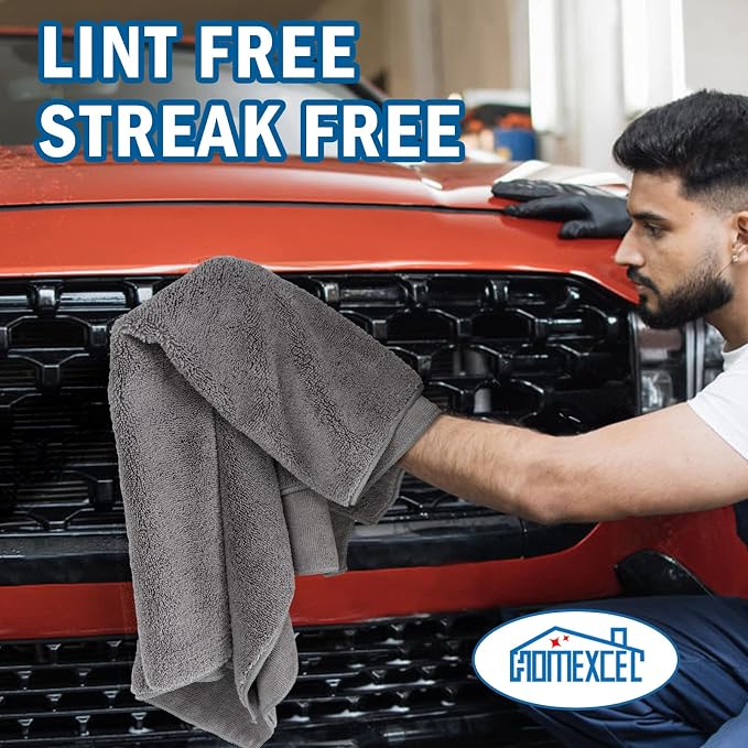 Professional Large Microfiber Car Drying Towels 2 Pack, Lint Free, Scratch Free, Highly Absorbent Drying Towel for Cars, SUVs, RVs, Trucks, and Boats,31" x 24",Grey