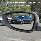 Left Driver Side Mirror Compatible with 2018-2022 Honda Accord LX Sport Power Glass | Heated | with Blind Spot | Manual Folding Repalces HO1320329 (7Pins-Black)
