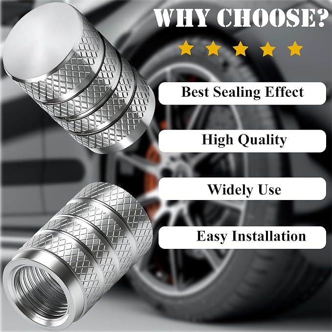 12PCS Tire Valve Stem Caps, Dust Proof, Anodized Aluminum Universal Tire Valve Stem Covers for Cars, SUV, Trucks, Bikes, Motorcycles, Bicycles(Silver)
